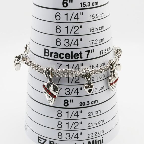 Designer BRIGHTON beaded Cubic Zirconia Heart Charms Bracelet - Picture 10 of 11